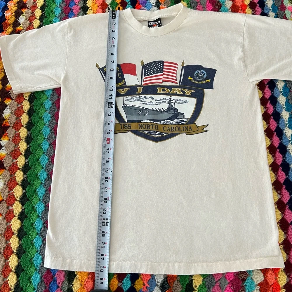 90s Single Stitch Military USS North Carolina V J Day Veteran Japan Navy…